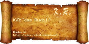 Kádas Rudolf névjegykártya
